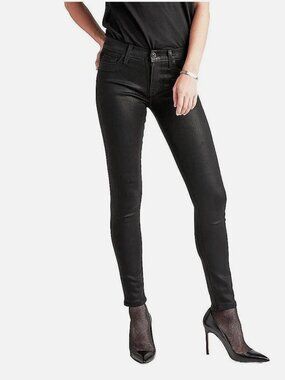 Hudson Nico Super Skinny Jeans 29" Black Coated Wash Mid-Rise Women's NWT $195